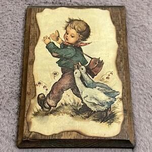 Vintage Hummel Decoupage Plaque